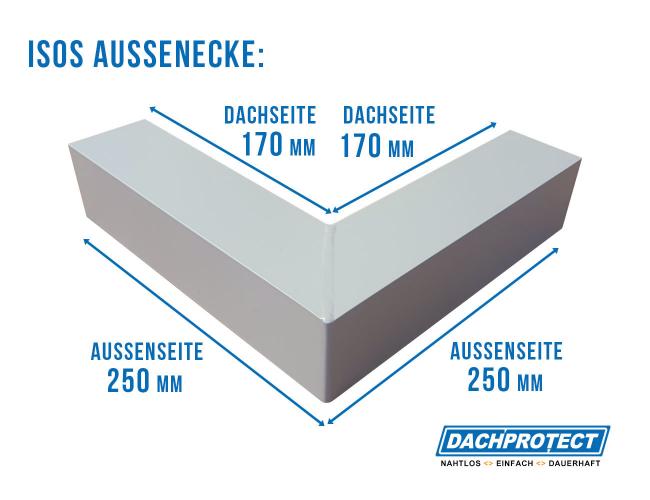 Außenecke ISOS 90°, Silber RAL 9006 Schenkellänge 25 cm